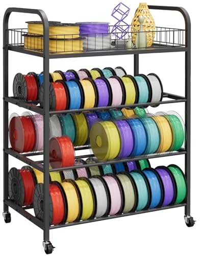 Filament-Aufbewahrungsregal FüR 3d-Drucker, 4-Stufiger Filamentspulenhalter, Filament-Organizer Aus Metall Mit RäDern FüR Pla/Abs/Tpu/Petg/Nylon, Lagerregale FüR 3d-Druckstudio, BüRo, Werkstatt