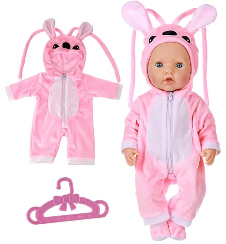 Puppenkleidung für Baby Puppen,Kleidung Outfits für Baby Puppen,Puppe Zubehör für 36-43cm/18 inch Baby Puppe Enthält Overall Kleiderbügel Geschenke für Mädchen Jungen