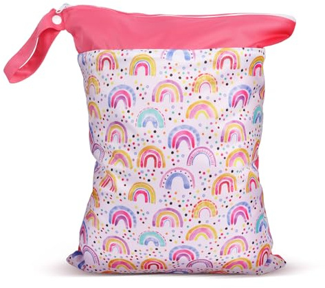 Zaewry Nassbeutel 40 x 30 cm, Doppelwandiger Wetbag, WäSchebeutel Reise mit Reißverschluss, Wasserfester Windelbeutel, Nasstasche Schwimmsachen, Wiederverwendbarer Nasstasche, Wasserdichter Beutel