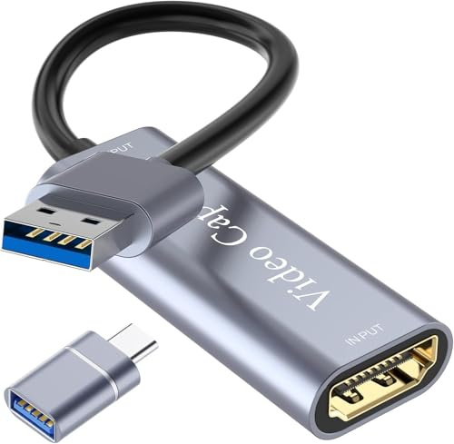 VIXLW Video Capture Card, 4K HDMI to USB Adapter HD Game Capture Card for Streaming, Nintendo Switch, PS34, YouTube, Xbox, Twitch Compatible