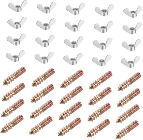 VIVIWI Lot de 40 vis à écrou papillon 6 mm avec filetage double extrémité en acier pour outil sans installation et connexion sécurisée