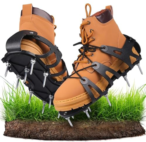 Weqizuerqi Schuhe mit Stollen für Rasenbelüftung – Sohle mit Spitzen, mit verstellbaren Riemen – leichtes Entfilzen für die Belüftung des Bodens, Haus, Bauernhof, Garten, Grünflächen, Männer, Frauen