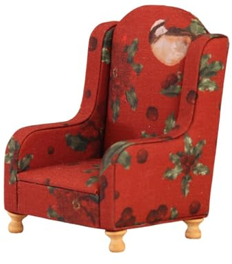 JISADER Miniatur Sofa Puppenhaus Sofa Modell Stoff Sessel Couch Dekoration aus Stoff für Wohnzimmer Schlafzimmer Balkon Puppenhaus Szene, Rot