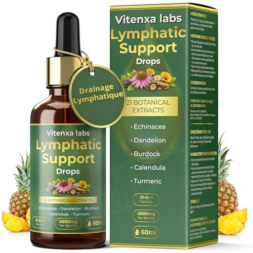 Gouttes pour le système drainage lymphatique- Extrait d'un mélange botanique 21 en 1 - Favorise l'équilibre, le bien-être et le système immunitaire - 100% naturel - Sans OGM - 60 ml