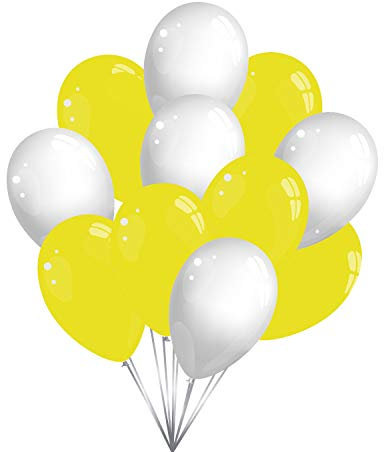 Premium Luftballons in Gelb Weiß - Made in DE - 100% Naturlatex & 100% biologisch abbaubar - 50 Stück - Geburtstag Party Karneval - für Helium geeignet - twist4®