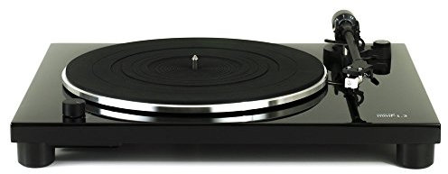 Music Hall MMF-1.3 Black Modern Engineered Wood Turntable with DC Motor, RCA Connectivity, 78 RPM Playback, Belt-Drive Mechanism, Includes Dust Cover, 45 RPM Adapter, Power Cable