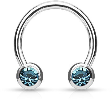 viva-adorno Hufeisen Piercing Chirurgenstahl 316L Frontkristall Brustpiercing Septumpiercing Z529