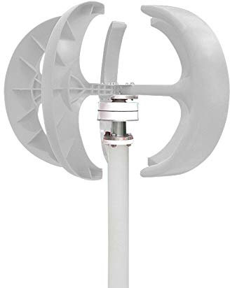 Generatore a turbina eolica, 600 W, 12 V, 24 V, tipo lanterna, asse verticale, 5 pale, kit di alimentazione con regolatore, ideale per supplemento di potenza, 12V, bianco