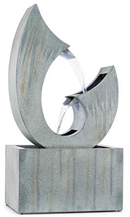 blumfeldt Trumpet Flow Gartenbrunnen - stetiger Wasserumlauf mit Loopflow Concept, Pumpe mit 8 Watt,Schutzart: IPX8, 6,5 kg, 4 LEDs,verzinktes Metall,10 m Netzkabel, für drinnen oder draußen