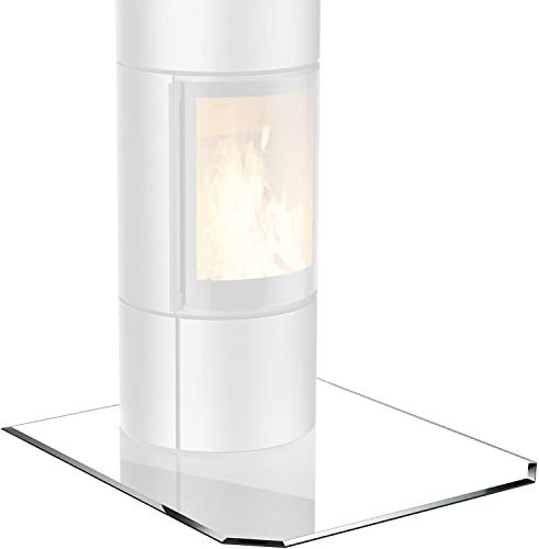 BIJON Glasplatte Sechseck für Kaminofen mit Dichtlippe, Glasbodenplatte - Funkenschutzplatte Glas mit Facettenschliff, Kamin Hitzeschutz, ESG Sicherheitsglas 120 x 100 cm x 8mm