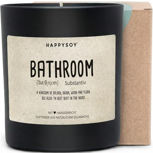 Bad Definition - Duftkerze mit Spruch als liebevolle Geschenkidee für Einzug, Badezimmer-Deko, Frauen und Männer, blumiger Duft, Kerze im Glas