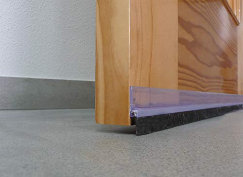 Burlete para Puerta de PVC rigido de 100 cm (1 Metro) con Flecos y fijación Adhesiva de Doble Cara Resistente Transparente