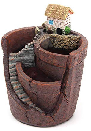 Hidyliu Maceta creativa para plantas de jardín, suculentas, casa de hadas con dulce casa, cesta de flores, decoración para el hogar, oficina, balcón