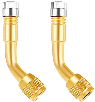 CYWVYNYT 2 Stück Ventilverlängerung, Ventil Verlängerung Kupfer Ventiladapter Winkel Ventilverlängerung Autoventil Reifenventilverlängerung Winkelventil für Auto Motorrad Fahrrad Scooter (135 Grad)