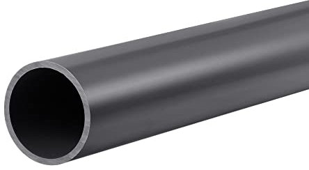 sourcing map PVC Rigid Round Pipe 27mm ID 32mm OD 650mm Dark Grey High Impact for Water Pipe,Crafts,Cable Sleeve
