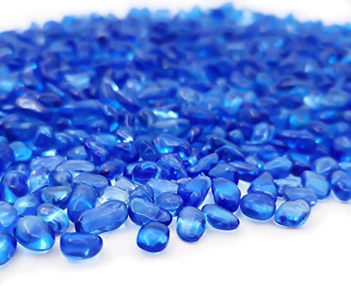 Keedolla Small Aquarium Pebbles, 0.93 LB Aquarium Glass Rocks Fish Tank Gravel Sea Glass Stones for Garden, Vase Fillers, Succulent Plants Decor - Navy Blue