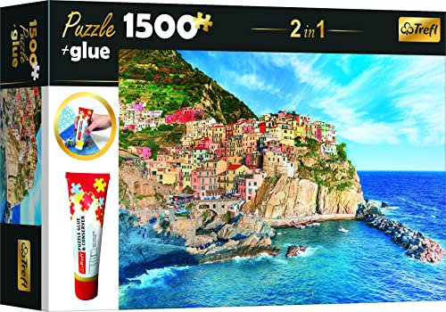 Trefl Ligurie, Italie, Colle à Puzzle et Agent Conservateur Set 2 en 1, 26178, Manarola