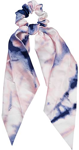 styleBREAKER Damen Haargummi Bunter Batik Farbverlauf mit Schleife, elastisch, Scrunchie, Zopfgummi, Haarband 04027043, Farbe:Dunkelblau-Rose