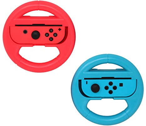 KamKorda Switch Wheel | Switch Steering Wheels for Nintendo Switch & OLED Joy-Cons | for Mario Kart 8 Deluxe | TWIN PACK | Blue, Red