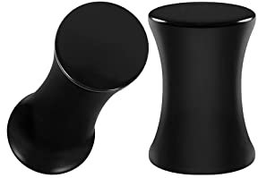 Mesnt Ohr Plug 5mm, 2 Pcs Schwarze Runde Form Double Flared Ohr Expander Piercing Schmuck, 4G