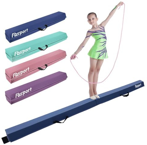 FBSPORT Schwebebalken Kinder 180/210/240/270/300cm Faltbarer für Zuhause | Extra fester Schaumstoff, PU‑Leder‑Bezug, einfache Reinigung, rutschfeste Unterseite, mit Tragetasche, für alle Turnniveaus