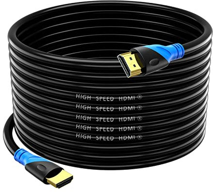 Rommisie Cable HDMI 4K/60HZ 20M (HDMI 2.0,18Gbps) Conectores chapados en oro de ultra alta velocidad, Retorno de audio Ethernet, Video 4K, FullHD1080p 3D Compatible con Playstation Arc PC HDTV