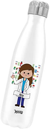 Movoo Design Bottiglia Termica Acciaio Inox 500ml - Mantiene Freddo 24 Ore & Caldo 12 Ore - Personalizzata con nome - Farmacista Donna