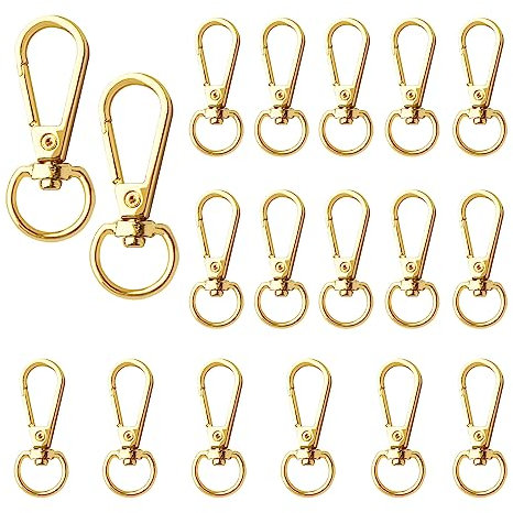 TAIYOU 20 pezzi Fibbie Metallo Girevole Portachiavi Girevole Catenacci Clip Aragosta Fibbia Artiglio Ganci per Borse Scatto Girevole per Borse Accessori Artigianato Fai Da Te - Oro