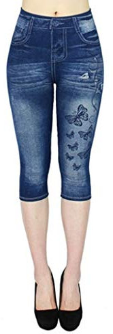 Damen Capri Hose High Waist Caprihose Kurze Jeans Hose Stretch Jeanshose Damen 7/8 Leggings Kurz Freizeithose Outdoor Hosen Sporthose