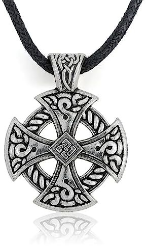 Halskette mit Anhänger Kreuz-Anhänger Halskette Wikinger-Schmuck Solar-Halskette keltischer Knoten irische Kette modische Party Hochzeit edler Schmuck Schmuck Geburtstagsgeschenke