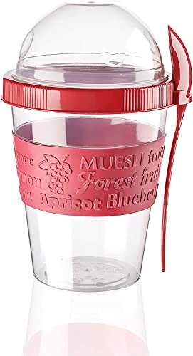 Reusable Yogurt Pots With Lids, Overnight Oats Jar Container with Spoon, 20 Oz 600ml Yoghurt Container, Breakfast Pots To Go, Dishwasher Safe Yogurt Pot Granola Muesli Cereal 100% BPA Free