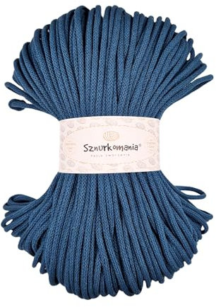Sznurkomania, Geflochtene Baumwollkordel 5mm 100m, 46 Farben, Häkelkordel, Makramee Kordel, Makramee Garn, Premium Garn, Makramee Seil, (Benzin)