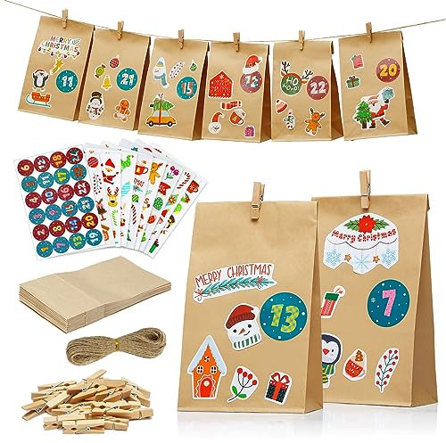 DazSpirit Adventskalender Zum Befüllen, 2024 DIY Adventskalender set Kinder & Erwachsene, Weihnachtskalender Adventskalender zum Selber Befüllen, Adventskalender Füllen mit Adventskalender Tüten
