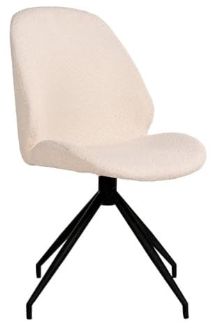 House Nordic Drehbarer Esszimmerstuhl aus beigem Bouclé-Polyester mit schwarzen Beinen