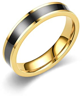 Ayoiow Edelstahlring für Herren 4mm 6mm Mit Emaille Silber Ringe Verlobung