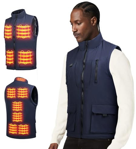 Aunus Beheizbare Weste, Beheizbare Jacke Herren Damen mit 11 Heizzonen,Heizweste Herren 3 Einstellbar Temperatur, Heizjacke, Wärmeweste mit Kein Powerbank & Akku