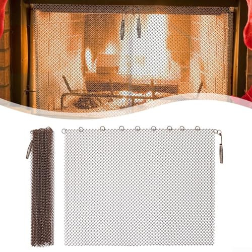 Kaminvorhang, Kamingitter für Kamin, offenes Feuer, Holzofen, 2 Stück Sichere Funkenschutz-Abdeckung, Sicherheitsschutz vor Bränden (61 x 53,3 cm)