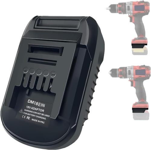 DM18EIN Adaptateur de Batterie pour Outils électriques Einhell 18 V, convertisseur pour Batterie Dewalt 20 V et Milwaukee18 V en Remplacement de la Batterie Einhell 18 V (Pas de Batterie)