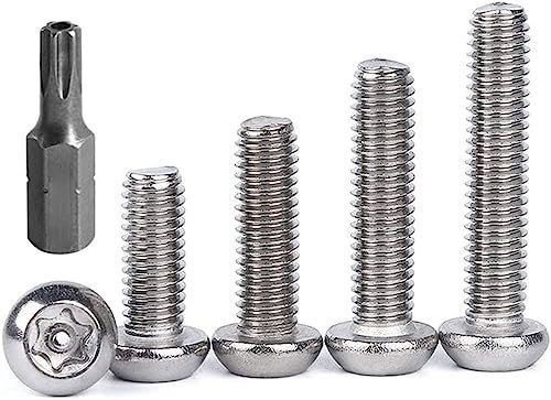FarDeer Antivol M4/M5 Vis à Tête Ronde Boulon à Tête Bombée Torx 304 Inox Acier Autotaraudeuse Anti-vol Avec Âme de Colonne (M4*25mm * 20pcs)