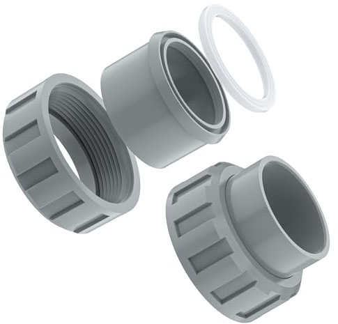 PalpitateC Conector de PVC de 2 pulgadas con kit de brida de calentador de 2 tuercas para conector Raypak 006723F para modelo R185A, R265A, R335A, R405A – Repuesto de unión de piscina de 2 pulgadas