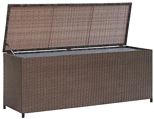 Cozynest Garten-Auflagenbox Braun 120x50x60 cm Poly Rattan