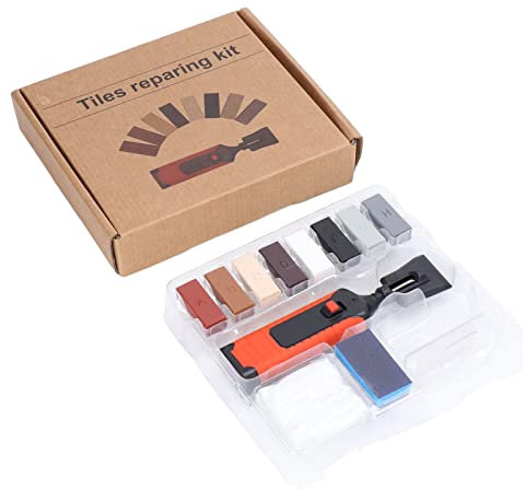 Tile Repair Kit,Professional Ceramic Tile Repair Kit,includes 8 Colors Wax Blocks,Electric Heating Pen,Scraping Block,Jersey,Polishing Sponge Block and Frosted Sponge Block