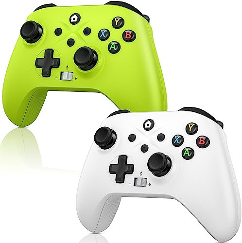 Nonbliep 2 Pack for Xbox Controller Series X|S, Xbox One X|S, PC, Wireless Controller with 2.4GHz Adapter/Macro/Turbo/3.5mm Audio Jack/Dual Vibration Green+White Need to Upgrade