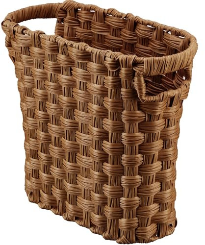 Corbeille à déchets en osier avec poignées intégrées, mini panier multifonction en osier pour la maison et le bureau, design compact et construction durable avec un savoir-faire artisanal fin (marron)