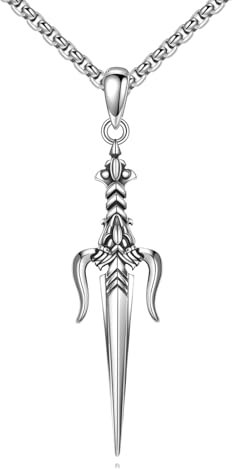 YAFEINI Schwert Kette für Damen Herren 925 Sterling Silber Dolch Anhänger Halskette Dreizack Halskette Goth Schmuck Geschenke (Dolch)