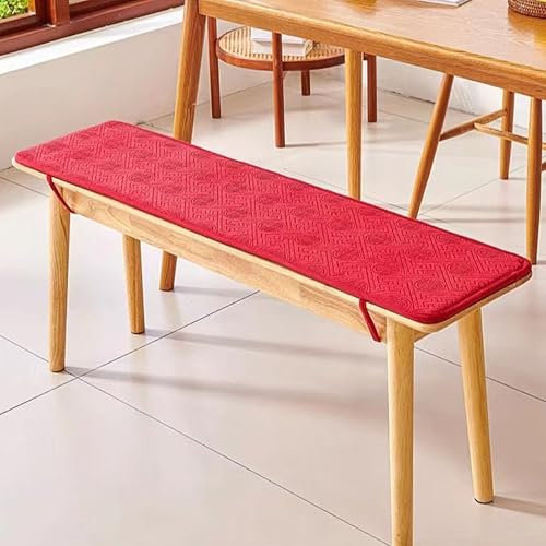 AmphaDeco Outdoor Bankauflage Stuhlkissen Bankkissen, Waschbar rutschfeste Sitzkissen Gartenbank, Sitzpolster für Bürostuhl Indoor Terrasse,Rot,35x180cm