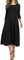Hotouch Damen Kleider Elegant Tunika Kleid Rundhals Freizeitkleider 3/4 Ärmel A-Linie Kleid Klassiker Midikleid mit Taschen Schwarz XXL
