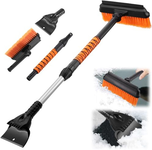 Hejo Eiskratzer Auto mit Besen, 3 in 1 Auto Schneebesen und Eiskratzer, Langlebiger Scheibenkratzer für Auto, Abnehmbarer Schneebürste, Schnee Auto Besen für Auto, SUV und LKW (Lang 80cm)