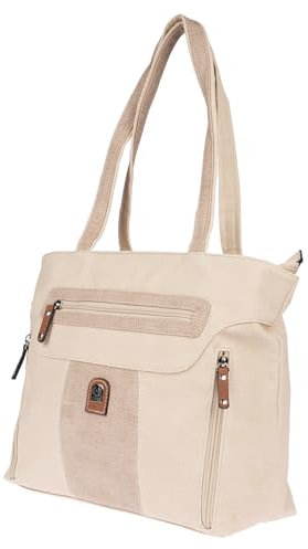 Christian Wippermann große XL Damen Tasche Schultertasche Umhängetasche Shopper in Leder Optik Beige