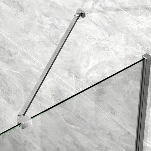 S'AFIELINA Duschkabine Stabilisator, Aluminiumlegierung Stabilisierungsstange für Duschwand Glasdicke 5-6 mm, Wandhalterung Einstelllänge 500 mm Glashalter um 180 °(1 Stück)